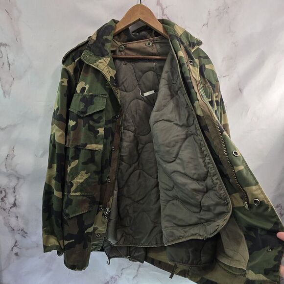 Military Jacket Mens Small Red Jungle Woodland Camo Cold Weather Lined Field - Picture 8 of 13